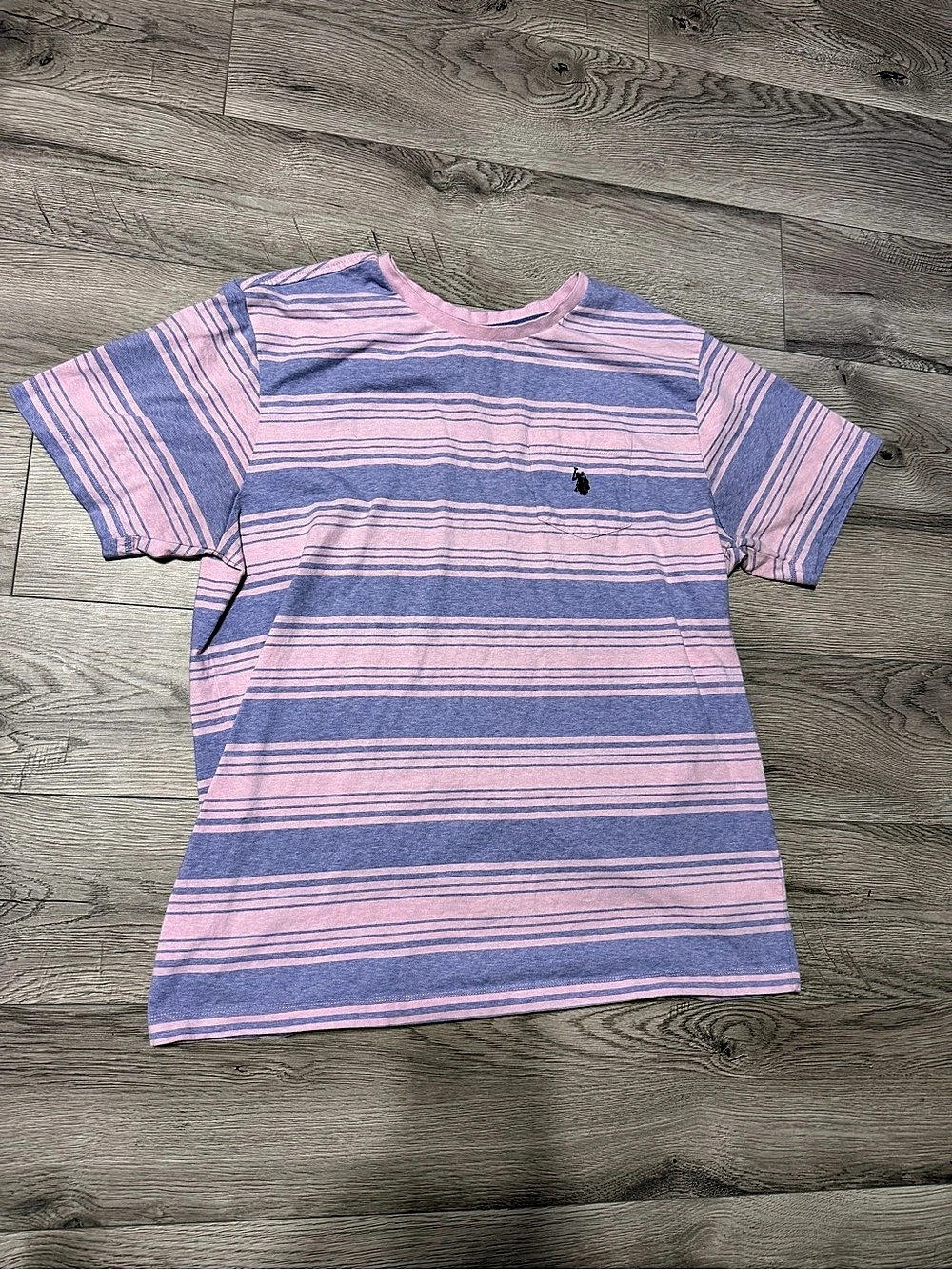 U.S. Polo Assn. Striped Short Sleeve Tee Pink & Blue Size Large